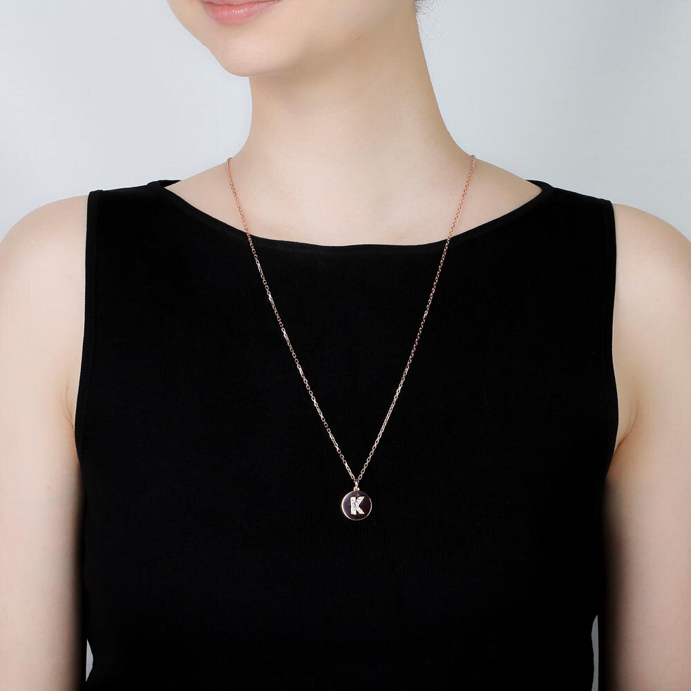 Charisma Moissanite Pave 18ct Rose Gold Vemeil Alphabet Pendant K #2