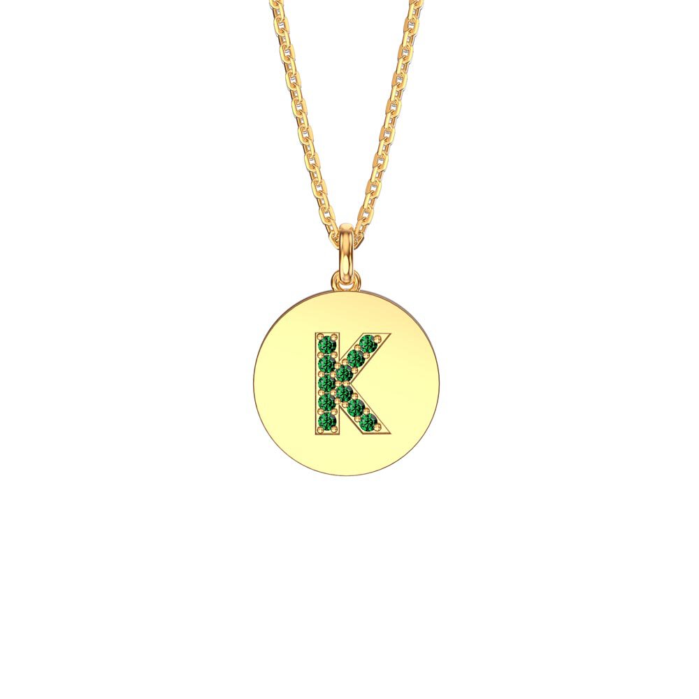 Charisma Emerald Pave 18ct Gold Vemeil Alphabet Pendant K