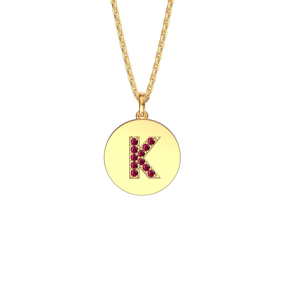 Charisma Ruby Pave 18ct Gold Vemeil Alphabet Pendant K