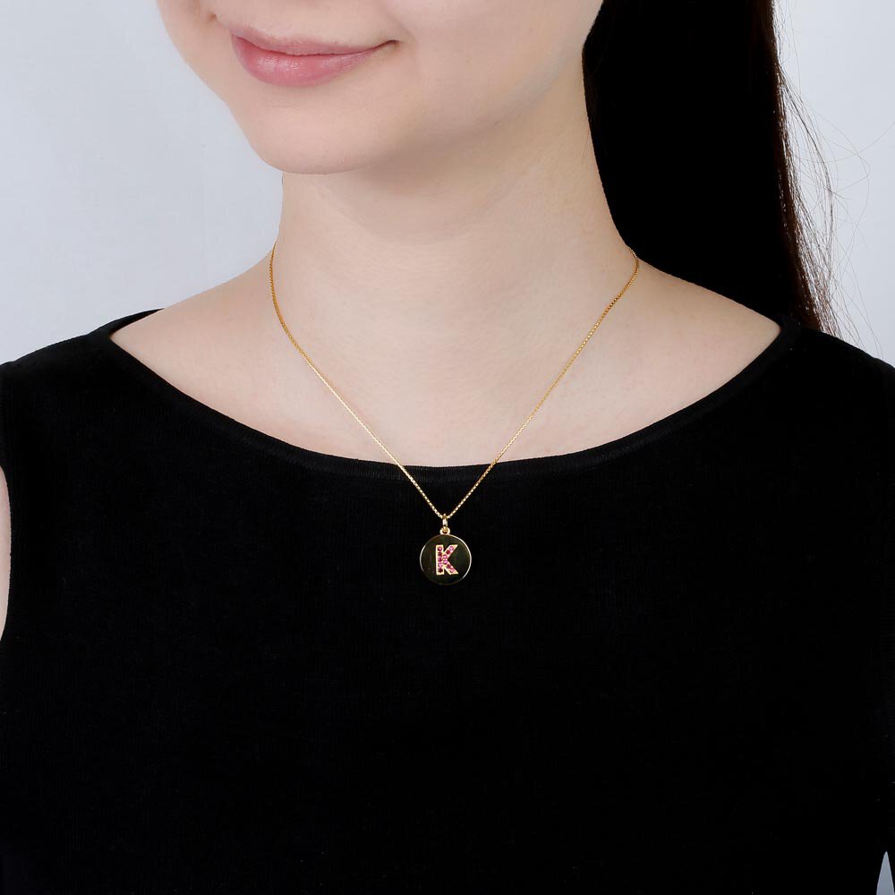 Charisma Ruby Pave 18ct Gold Vemeil Alphabet Pendant K #2