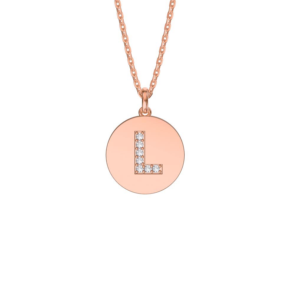 Charisma Moissanite Pave 18ct Rose Gold Vemeil Alphabet Pendant L