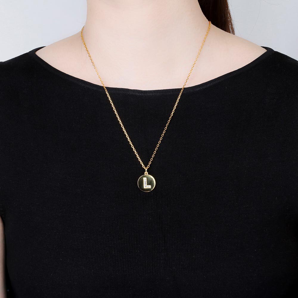 Charisma Moissanite Pave 18ct Gold Vemeil Alphabet Pendant L #2