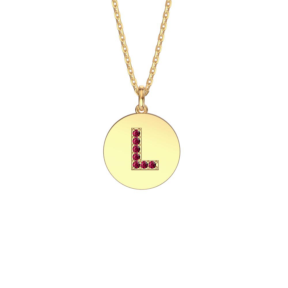 Charisma Ruby Pave 18ct Gold Vemeil Alphabet Pendant L