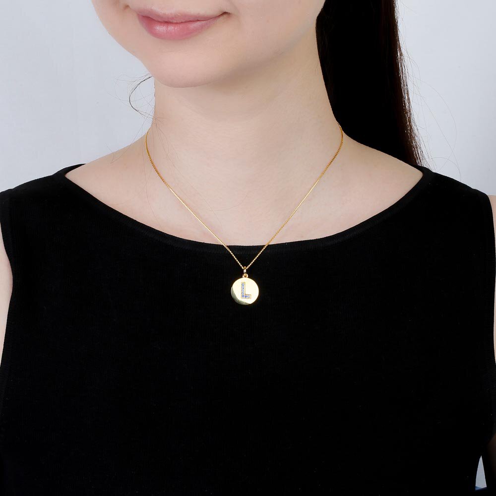 Charisma Sapphire Pave 18ct Gold Vemeil Alphabet Pendant L #2