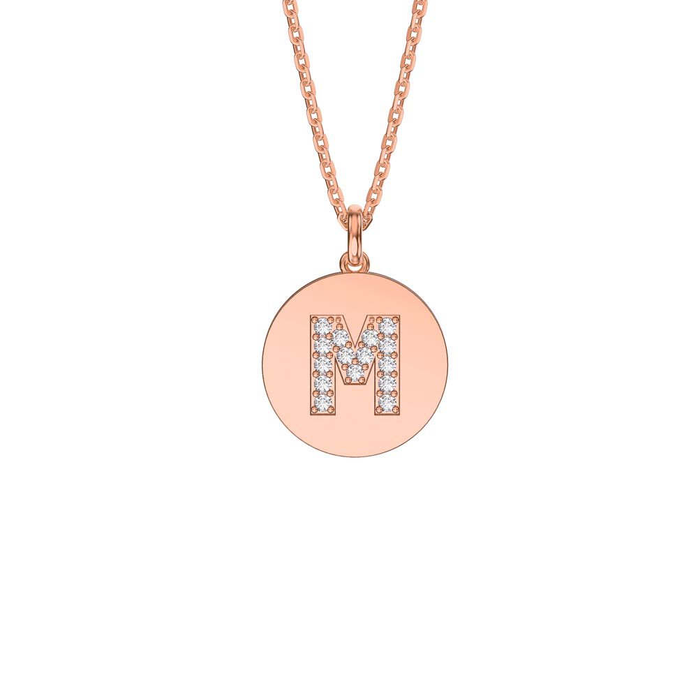 Charisma Moissanite Pave 18ct Rose Gold Vemeil Alphabet Pendant M