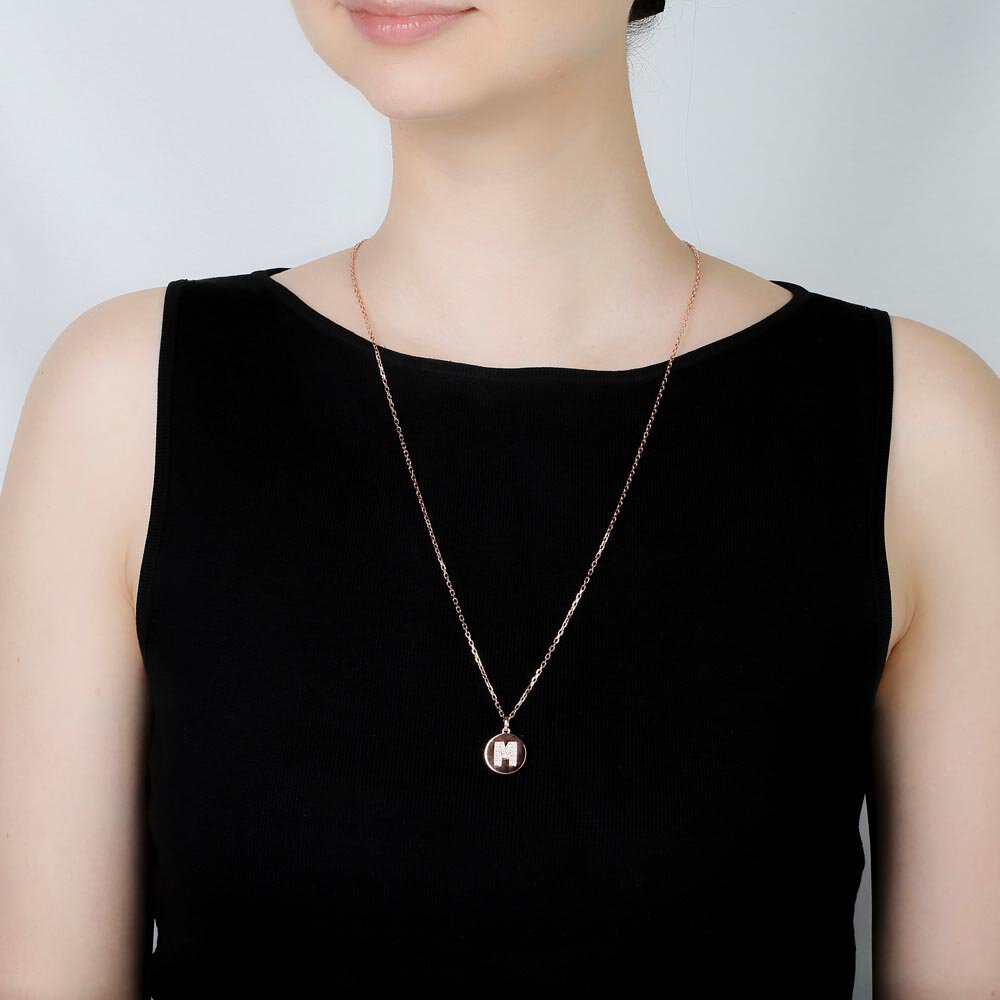 Charisma Moissanite Pave 18ct Rose Gold Vemeil Alphabet Pendant M #2