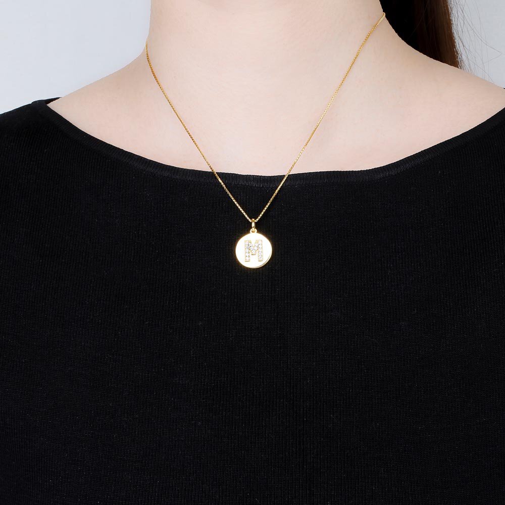 Charisma Moissanite Pave 18ct Gold Vemeil Alphabet Pendant M #2