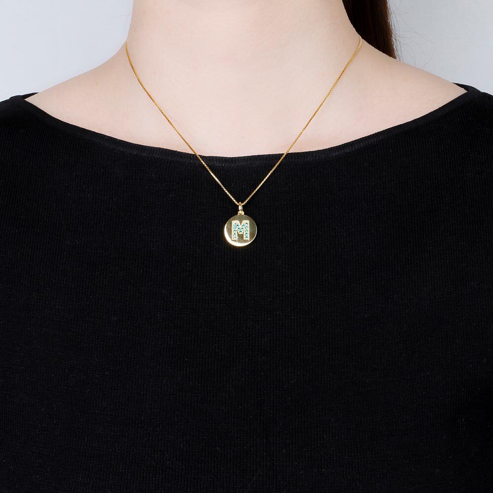 Charisma Emerald Pave 18ct Gold Vemeil Alphabet Pendant M #2