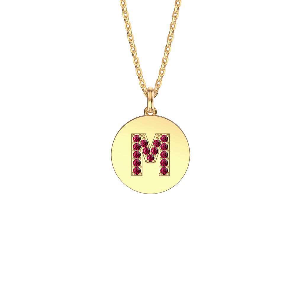 Charisma Ruby Pave 18ct Gold Vemeil Alphabet Pendant M