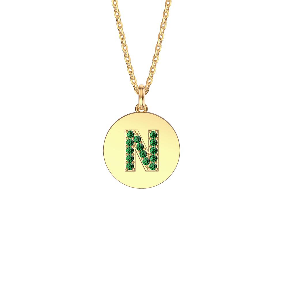 Charisma Emerald Pave 18ct Gold Vemeil Alphabet Pendant N