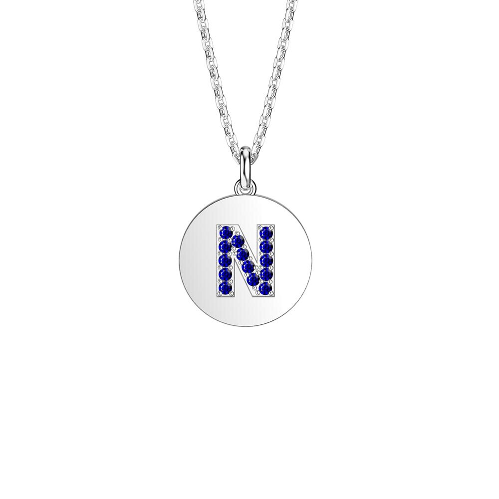 Charisma Sapphire Pave Platinum plated Silver Alphabet Pendant N