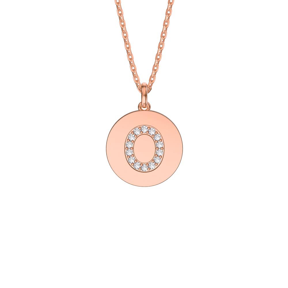 Charisma Moissanite Pave 18ct Rose Gold Vemeil Alphabet Pendant O