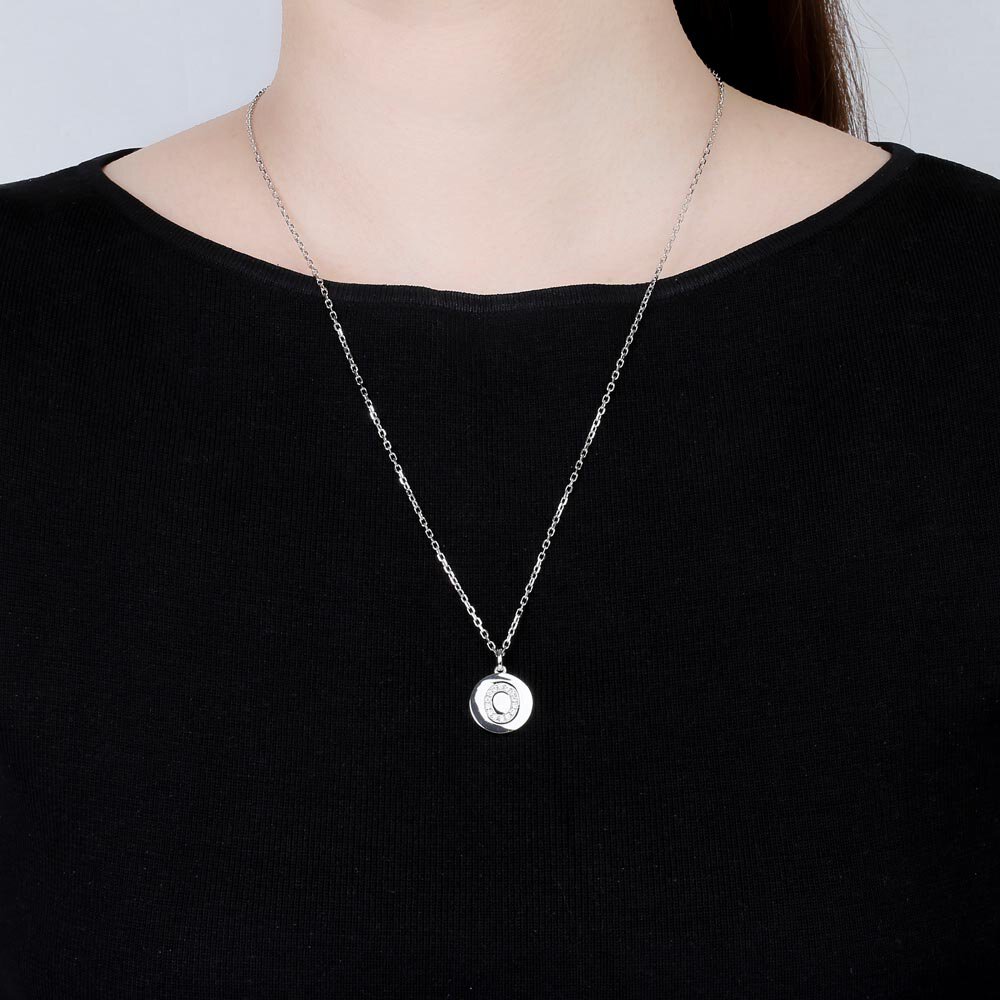 Charisma Moissanite Pave Platinum plated Silver Alphabet Pendant O #2