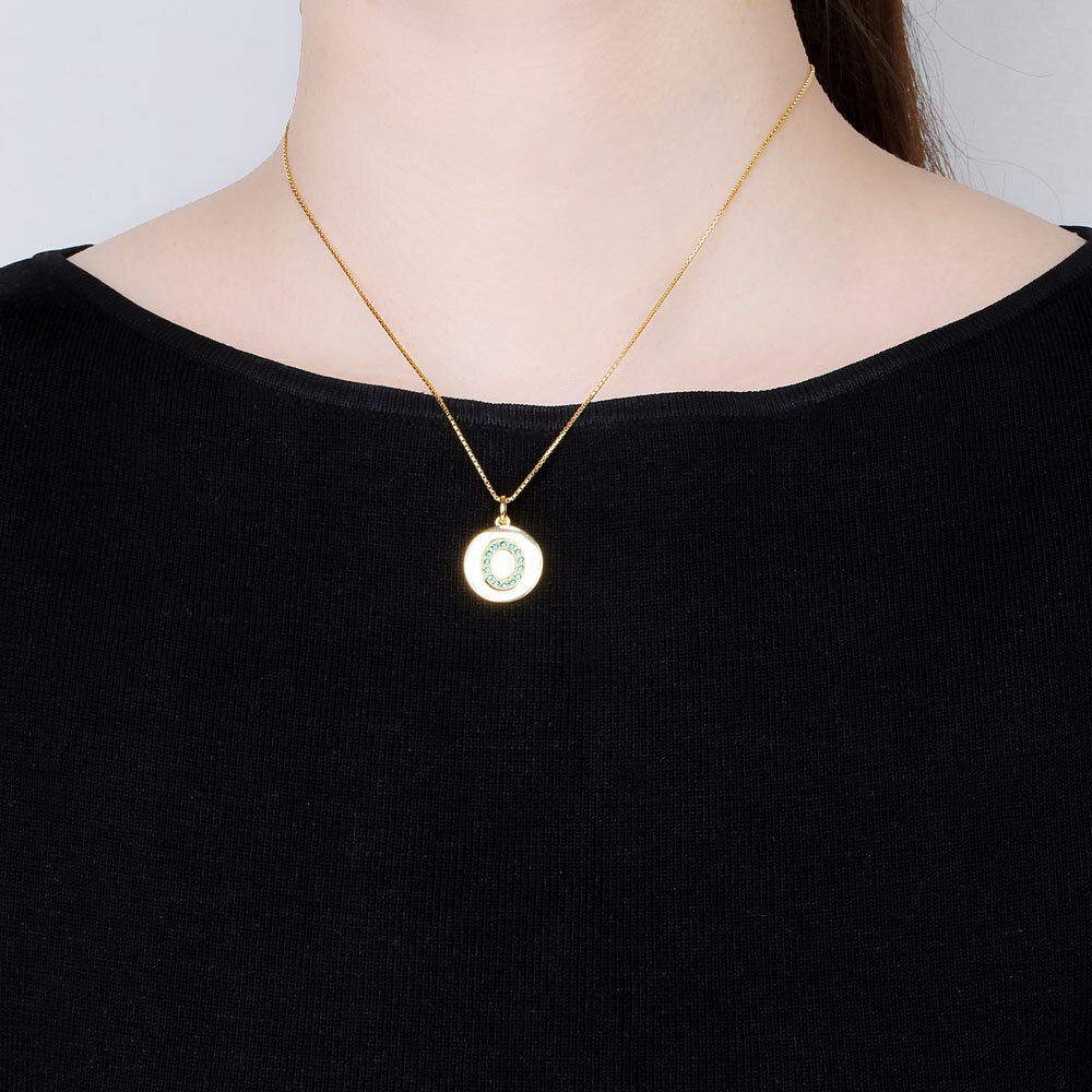 Charisma Emerald Pave 18ct Gold Vemeil Alphabet Pendant O #2