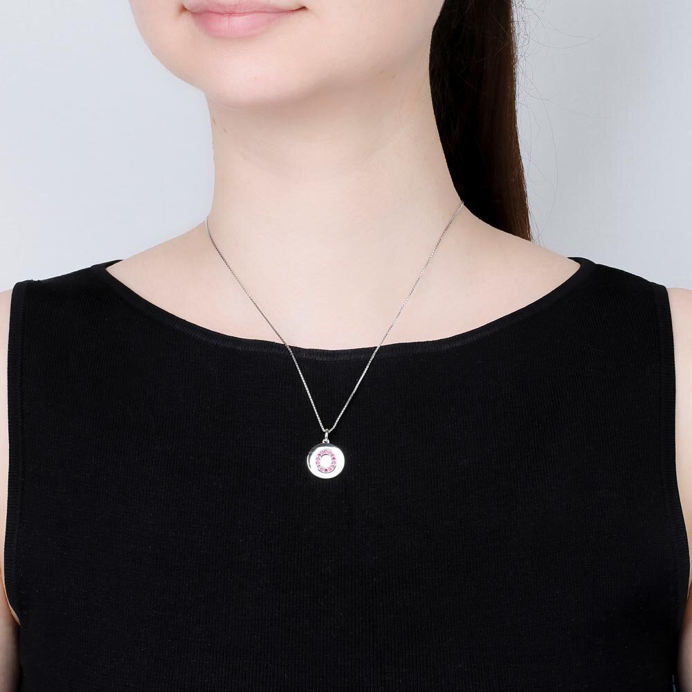 Charisma Ruby Pave Platinum plated Silver Alphabet Pendant O #2