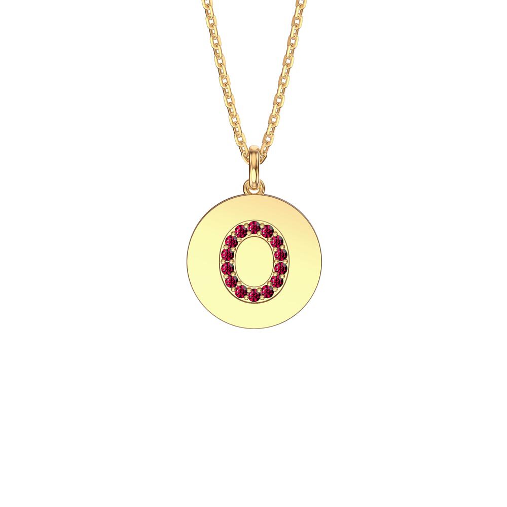 Charisma Ruby Pave 18ct Gold Vemeil Alphabet Pendant O