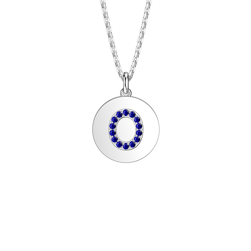 Charisma Sapphire Pave Platinum plated Silver Alphabet Pendant O