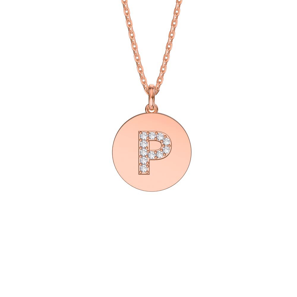 Charisma Moissanite Pave 18ct Rose Gold Vemeil Alphabet Pendant P