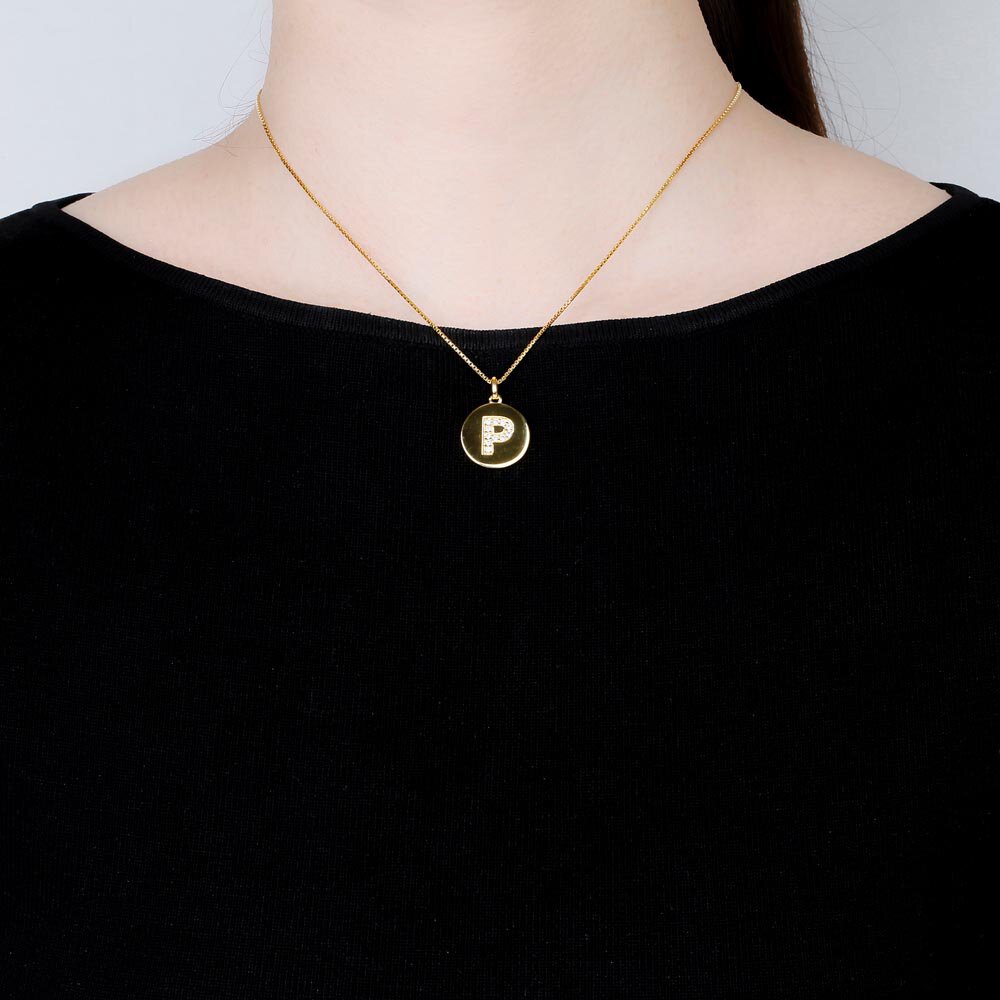 Charisma Moissanite Pave 18ct Gold Vemeil Alphabet Pendant P #2