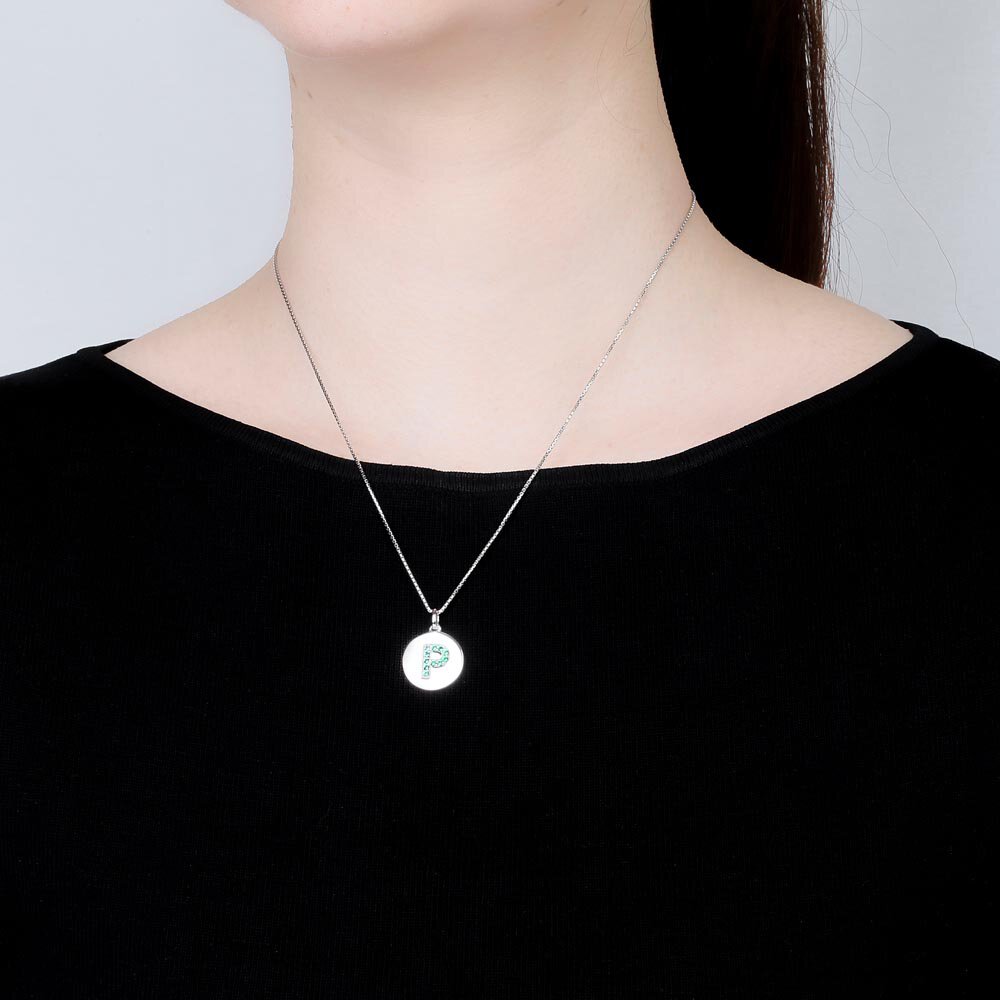 Charisma Emerald Pave Platinum plated Silver Alphabet Pendant P #2