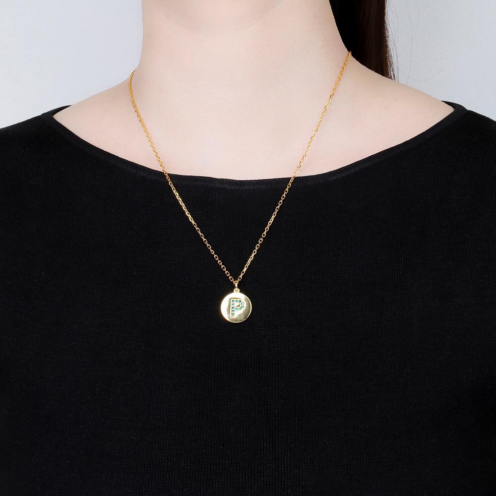 Charisma Emerald Pave 18ct Gold Vemeil Alphabet Pendant P #2