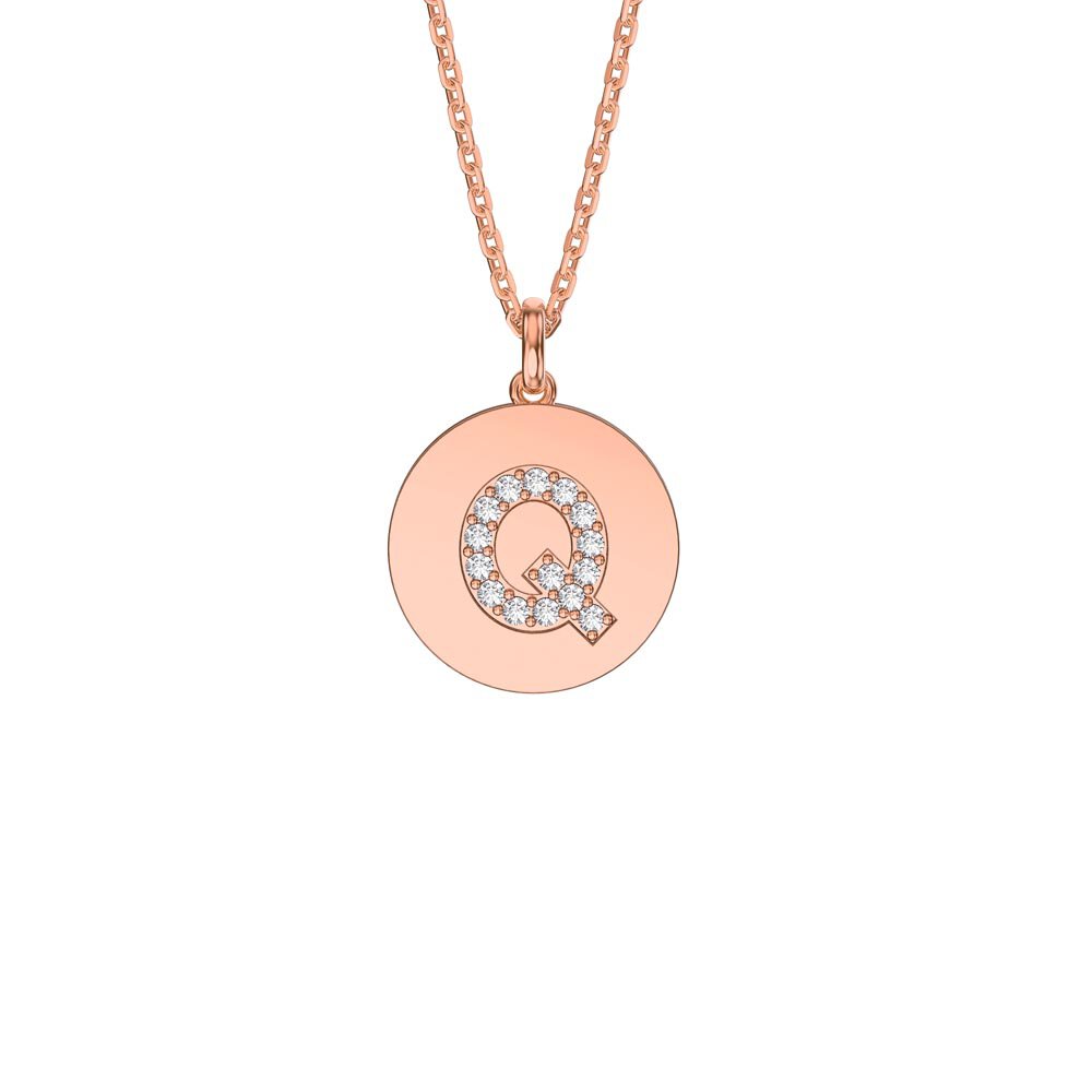 Charisma Moissanite Pave 18ct Rose Gold Vemeil Alphabet Pendant Q