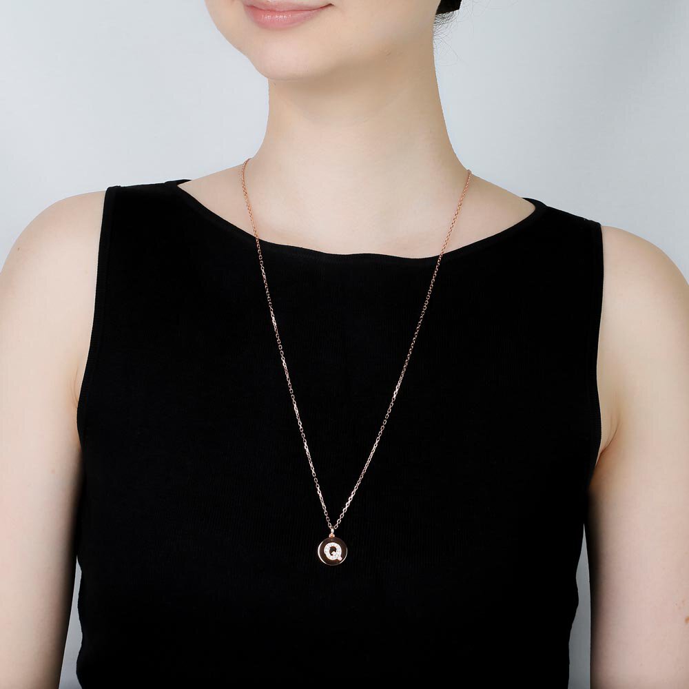 Charisma Moissanite Pave 18ct Rose Gold Vemeil Alphabet Pendant Q #2