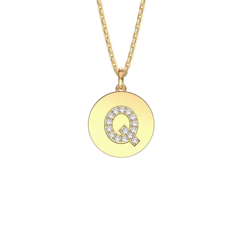 Charisma Moissanite Pave 18ct Gold Vemeil Alphabet Pendant Q