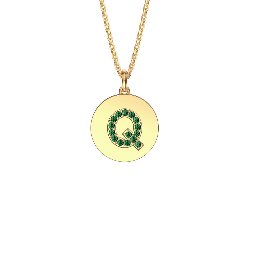 Charisma Emerald Pave 18ct Gold Vemeil Alphabet Pendant Q