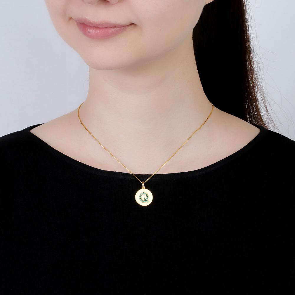 Charisma Emerald Pave 18ct Gold Vemeil Alphabet Pendant Q #2