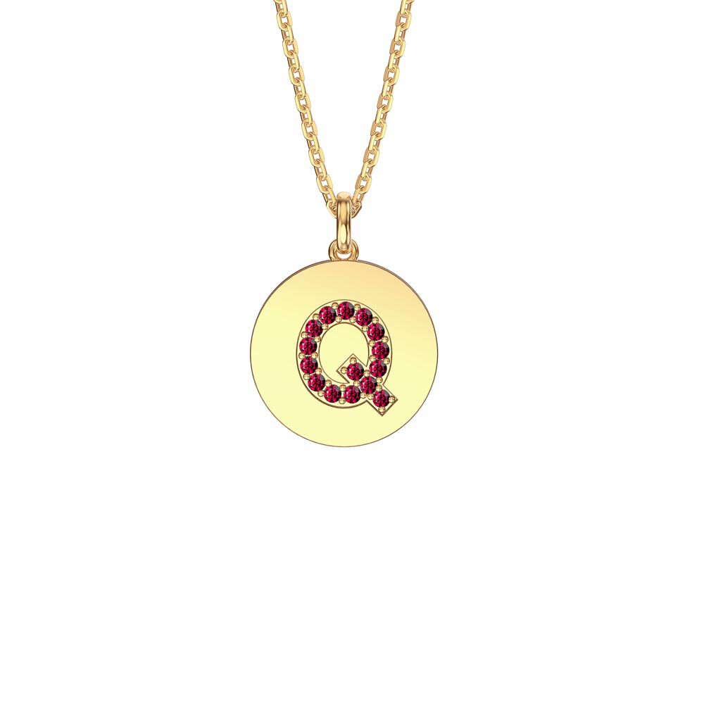 Charisma Ruby Pave 18ct Gold Vemeil Alphabet Pendant Q