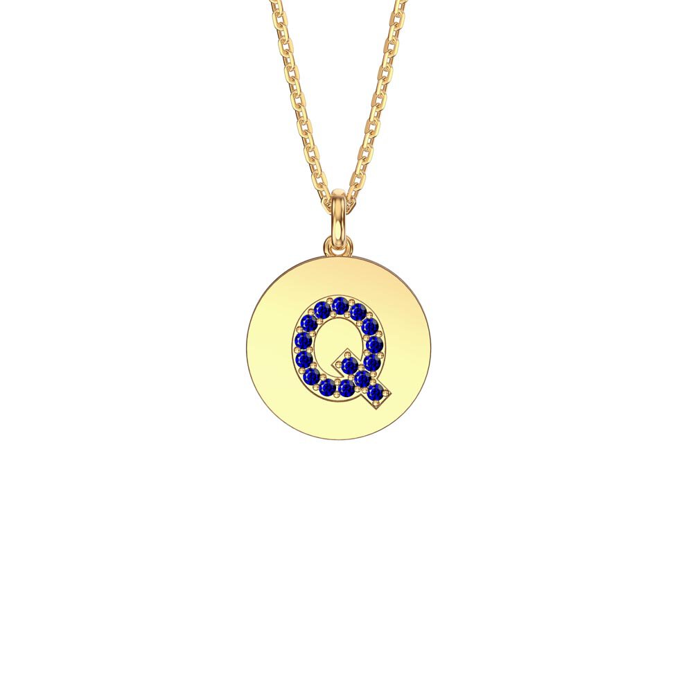 Charisma Sapphire Pave 18ct Gold Vemeil Alphabet Pendant Q