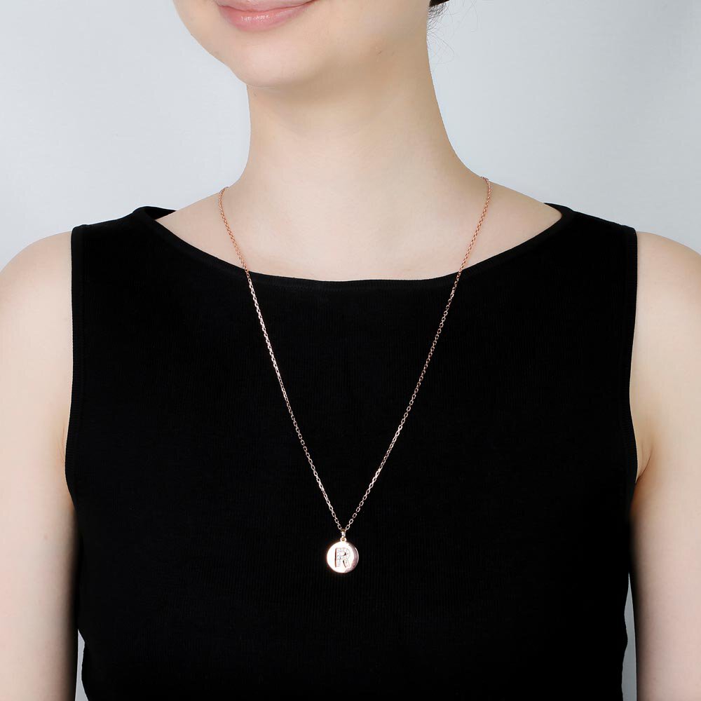 Charisma Moissanite Pave 18ct Rose Gold Vemeil Alphabet Pendant R #2