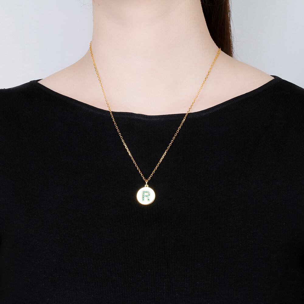 Charisma Emerald Pave 18ct Gold Vemeil Alphabet Pendant R #2