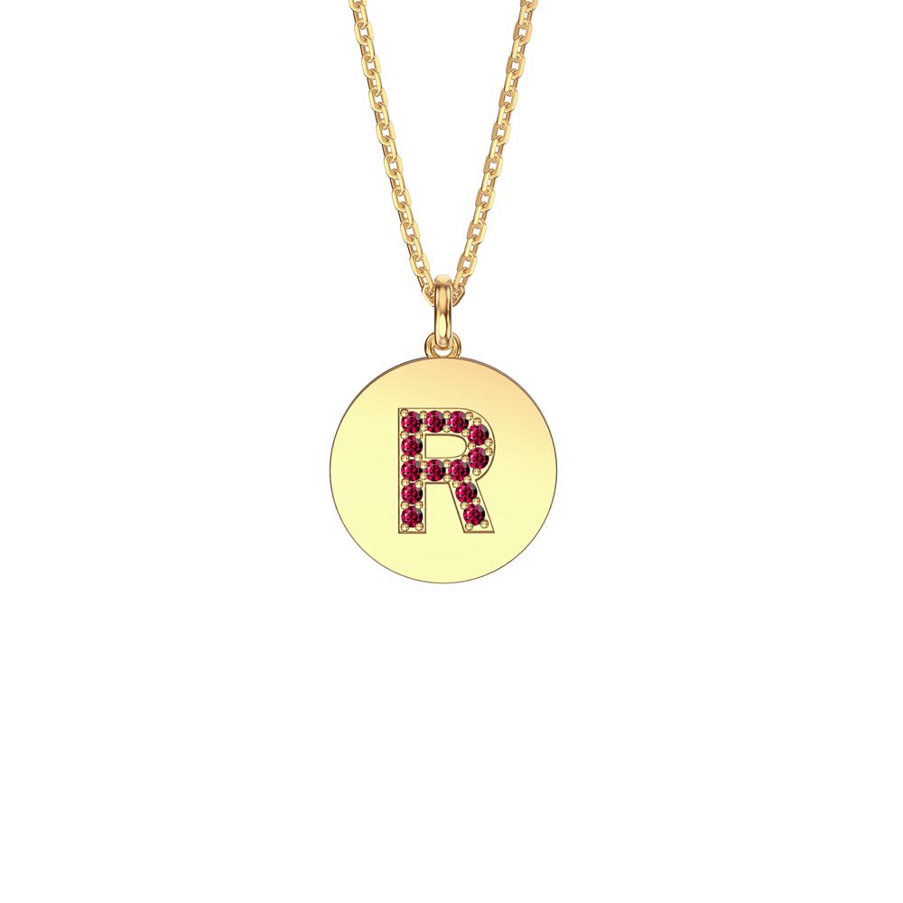 Charisma Ruby Pave 18ct Gold Vemeil Alphabet Pendant R