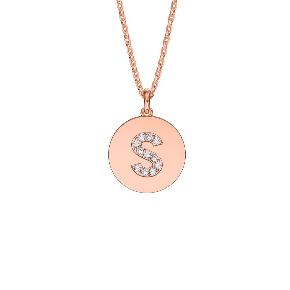 Charisma Moissanite Pave 18ct Rose Gold Vemeil Alphabet Pendant S