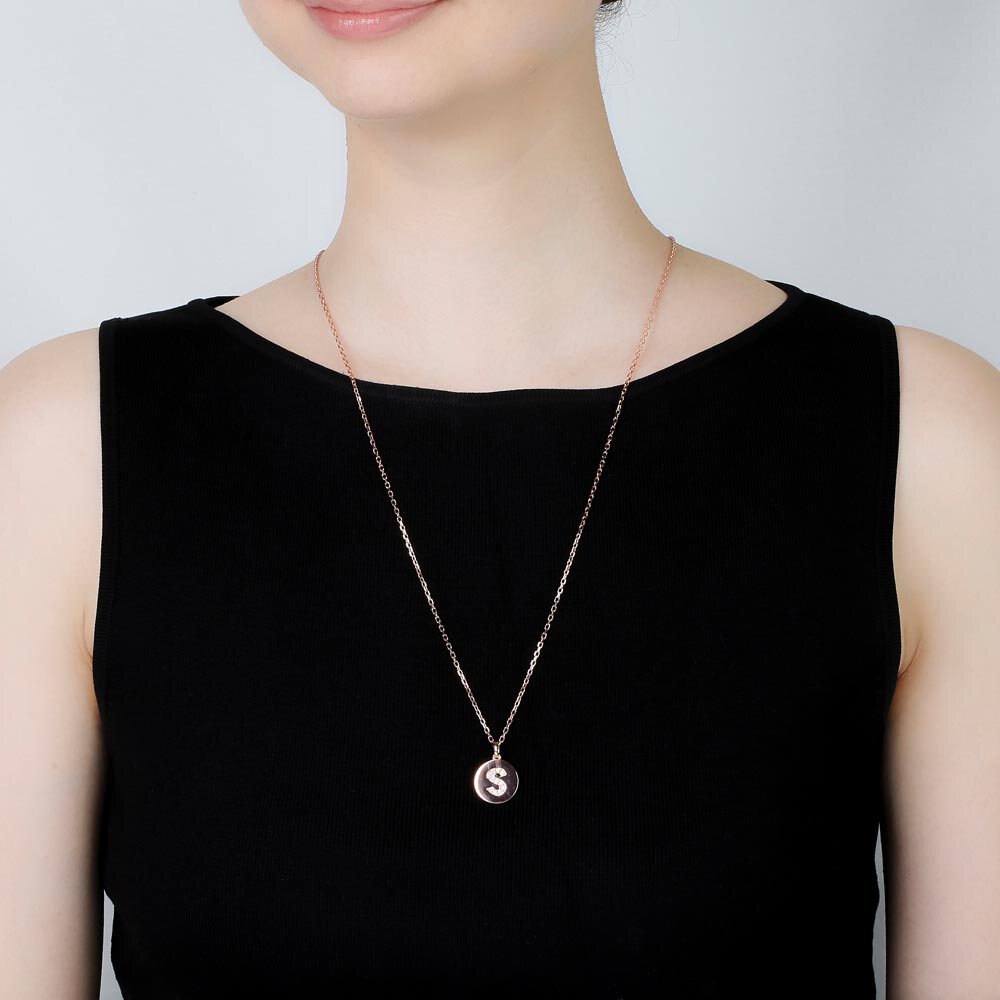 Charisma Moissanite Pave 18ct Rose Gold Vemeil Alphabet Pendant S #2
