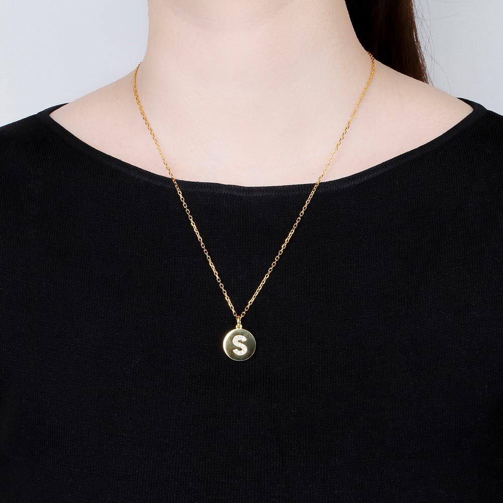 Charisma Moissanite Pave 18ct Gold Vemeil Alphabet Pendant S #2