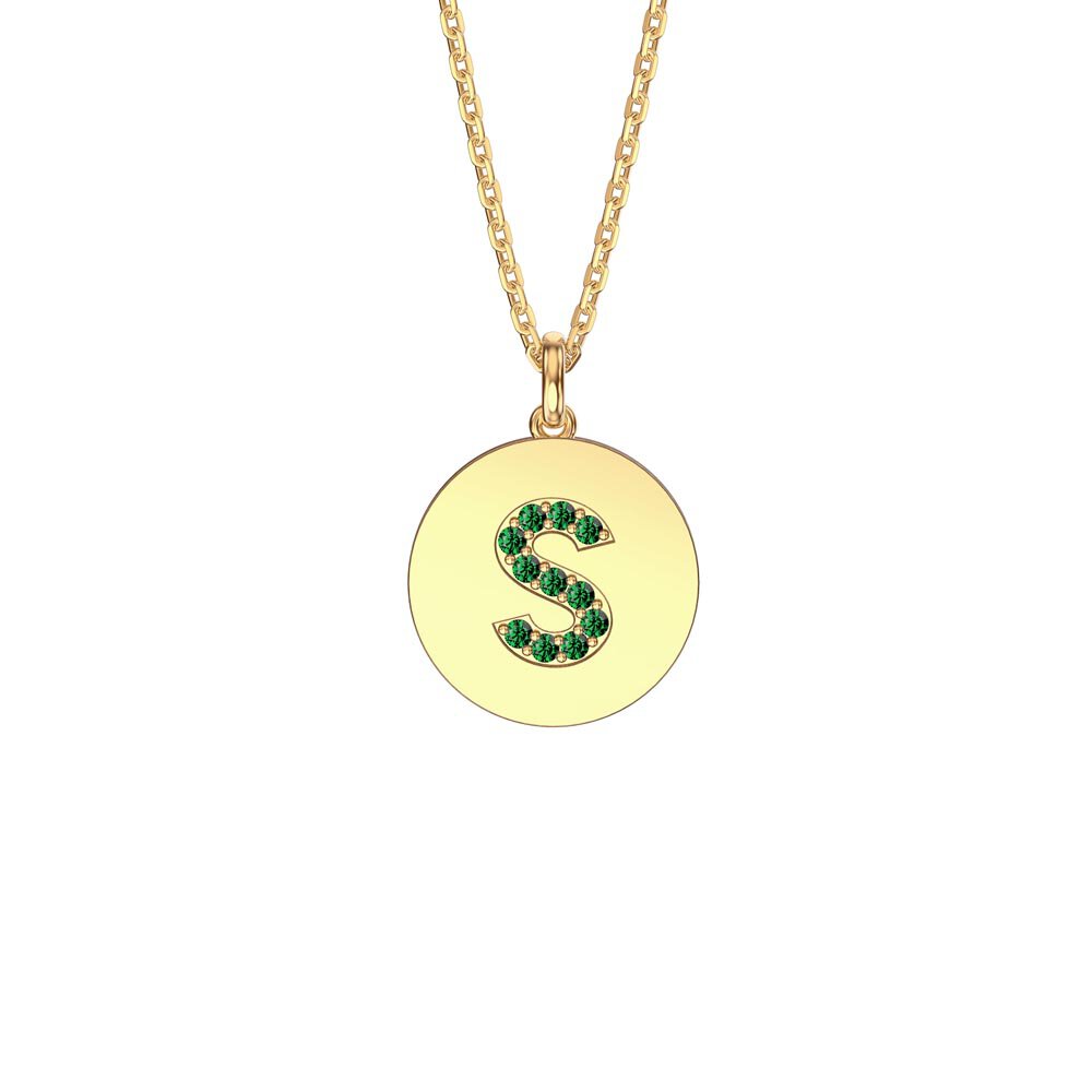 Charisma Emerald Pave 18ct Gold Vemeil Alphabet Pendant S