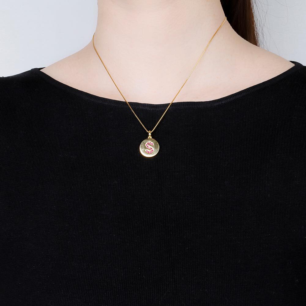 Charisma Ruby Pave 18ct Gold Vemeil Alphabet Pendant S #2