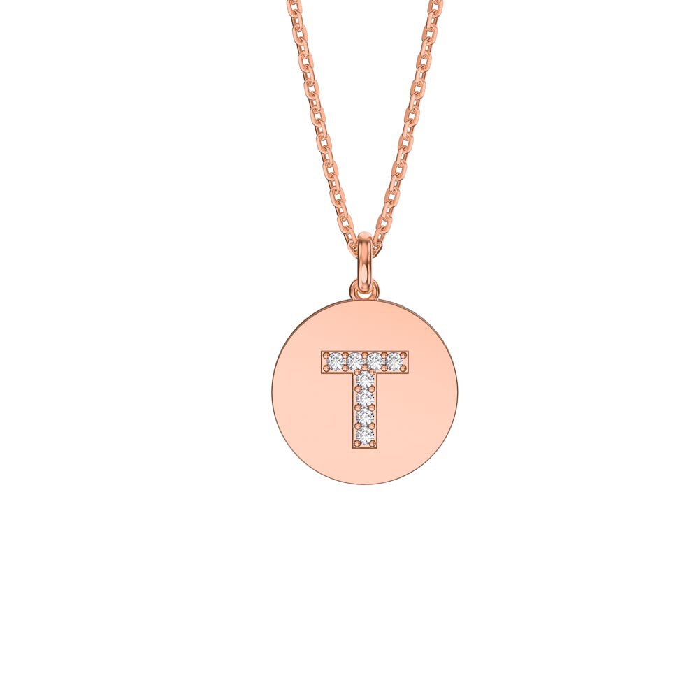 Charisma Moissanite Pave 18ct Rose Gold Vemeil Alphabet Pendant T