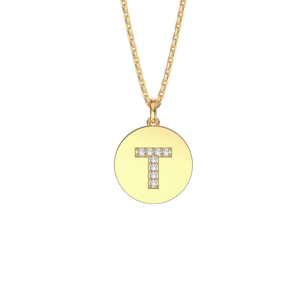 Charisma Moissanite Pave 18ct Gold Vemeil Alphabet Pendant T