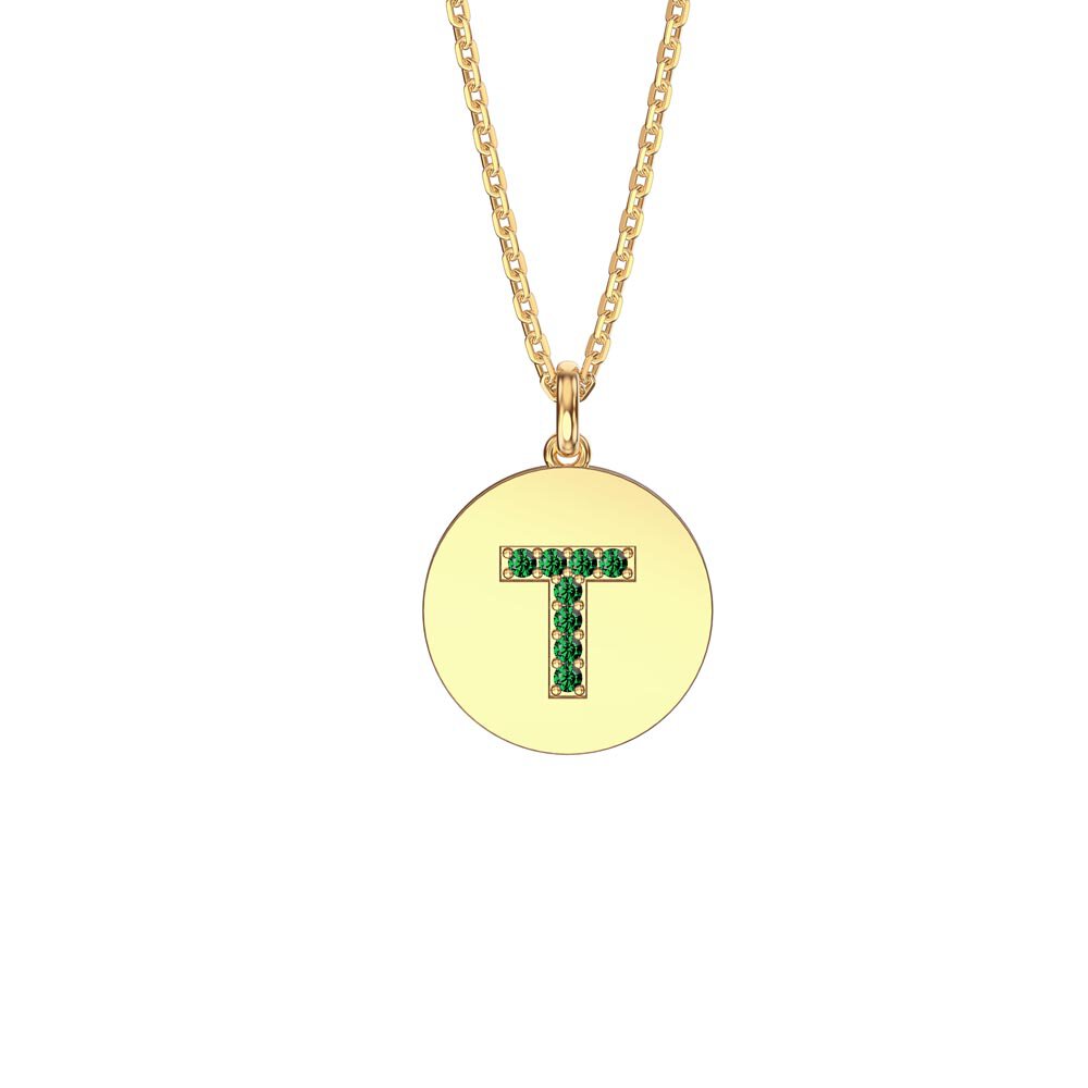 Charisma Emerald Pave 18ct Gold Vemeil Alphabet Pendant T