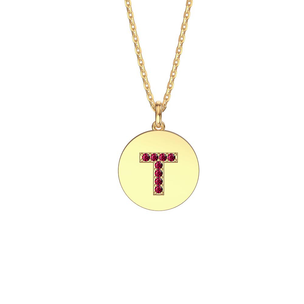 Charisma Ruby Pave 18ct Gold Vemeil Alphabet Pendant T
