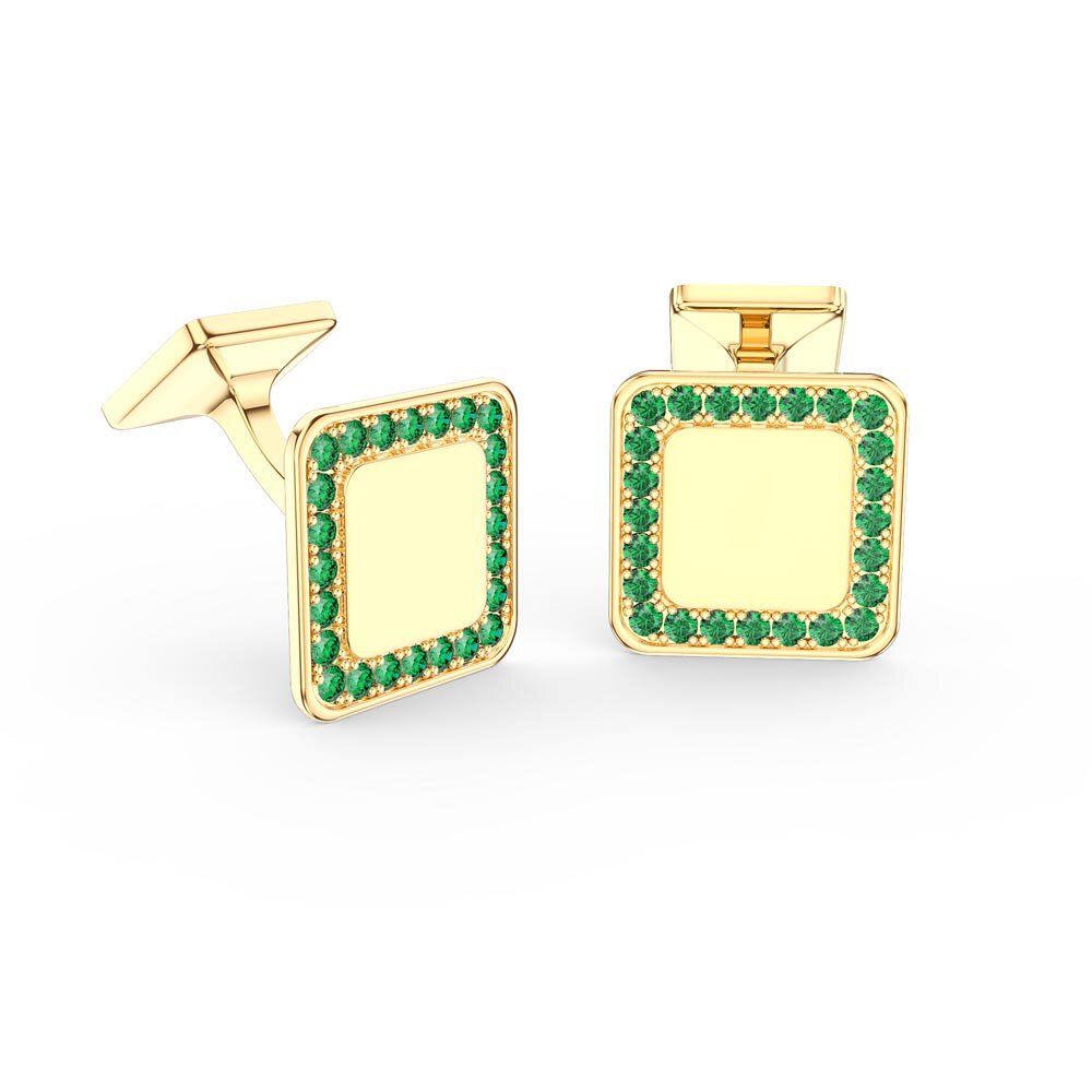 Signature Emerald 9ct Yellow Gold Cushion Cufflinks