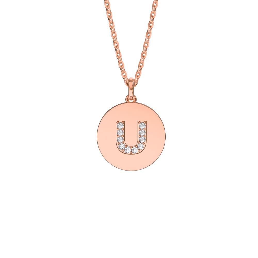Charisma Moissanite Pave 18ct Rose Gold Vemeil Alphabet Pendant U