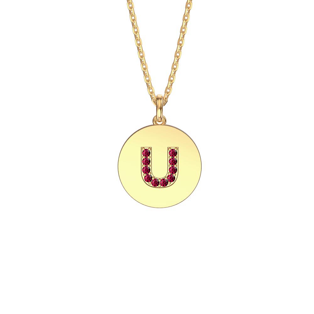 Charisma Ruby Pave 18ct Gold Vemeil Alphabet Pendant U