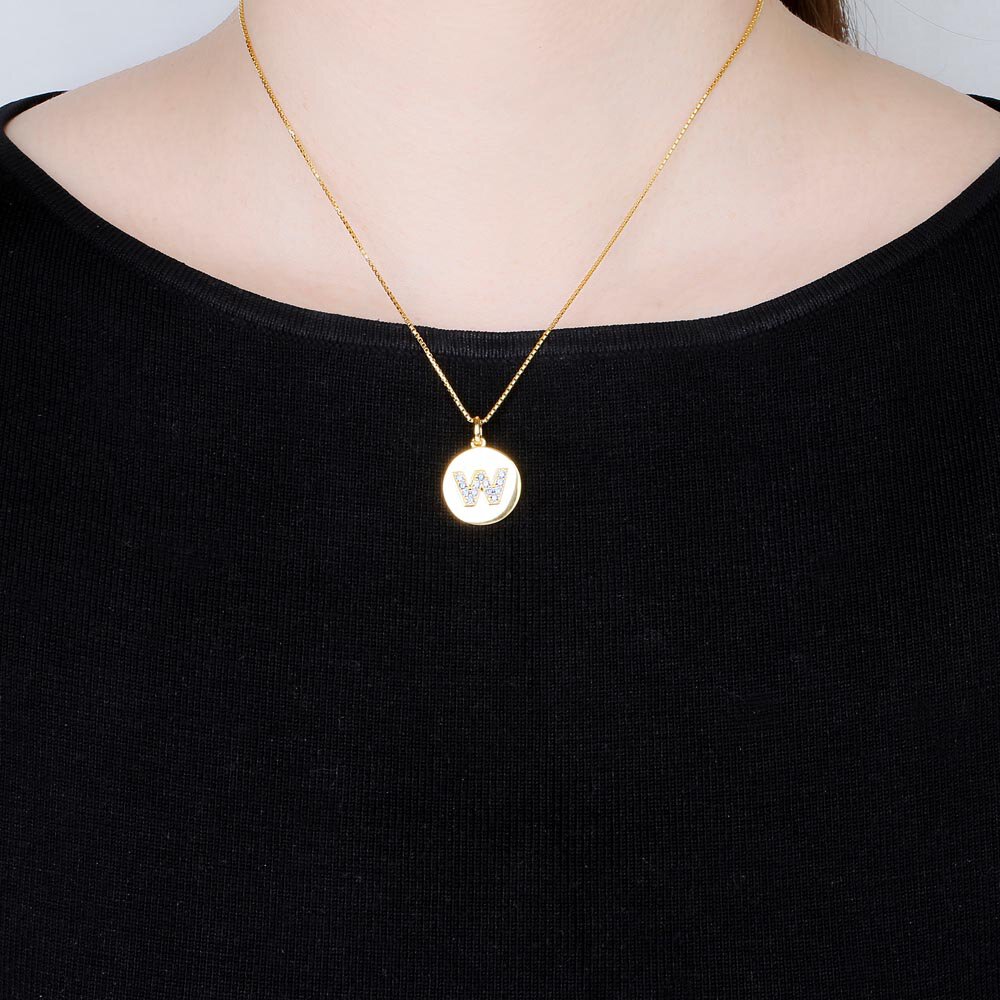 Charisma Moissanite Pave 18ct Gold Vemeil Alphabet Pendant W #2