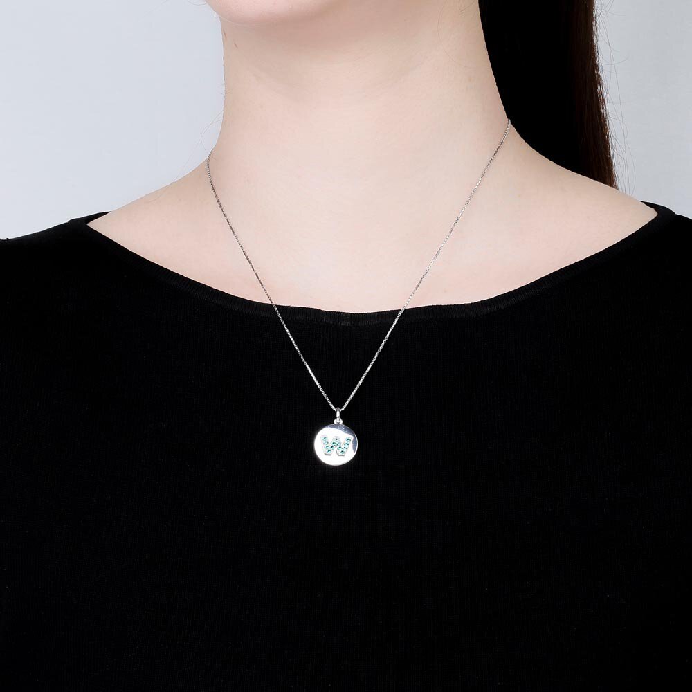 Charisma Emerald Pave Platinum plated Silver Alphabet Pendant W #2