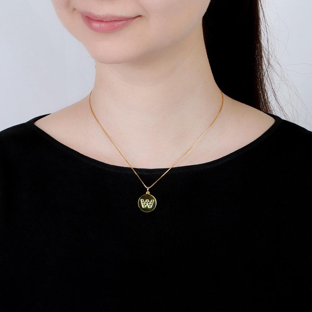 Charisma Emerald Pave 18ct Gold Vemeil Alphabet Pendant W #2